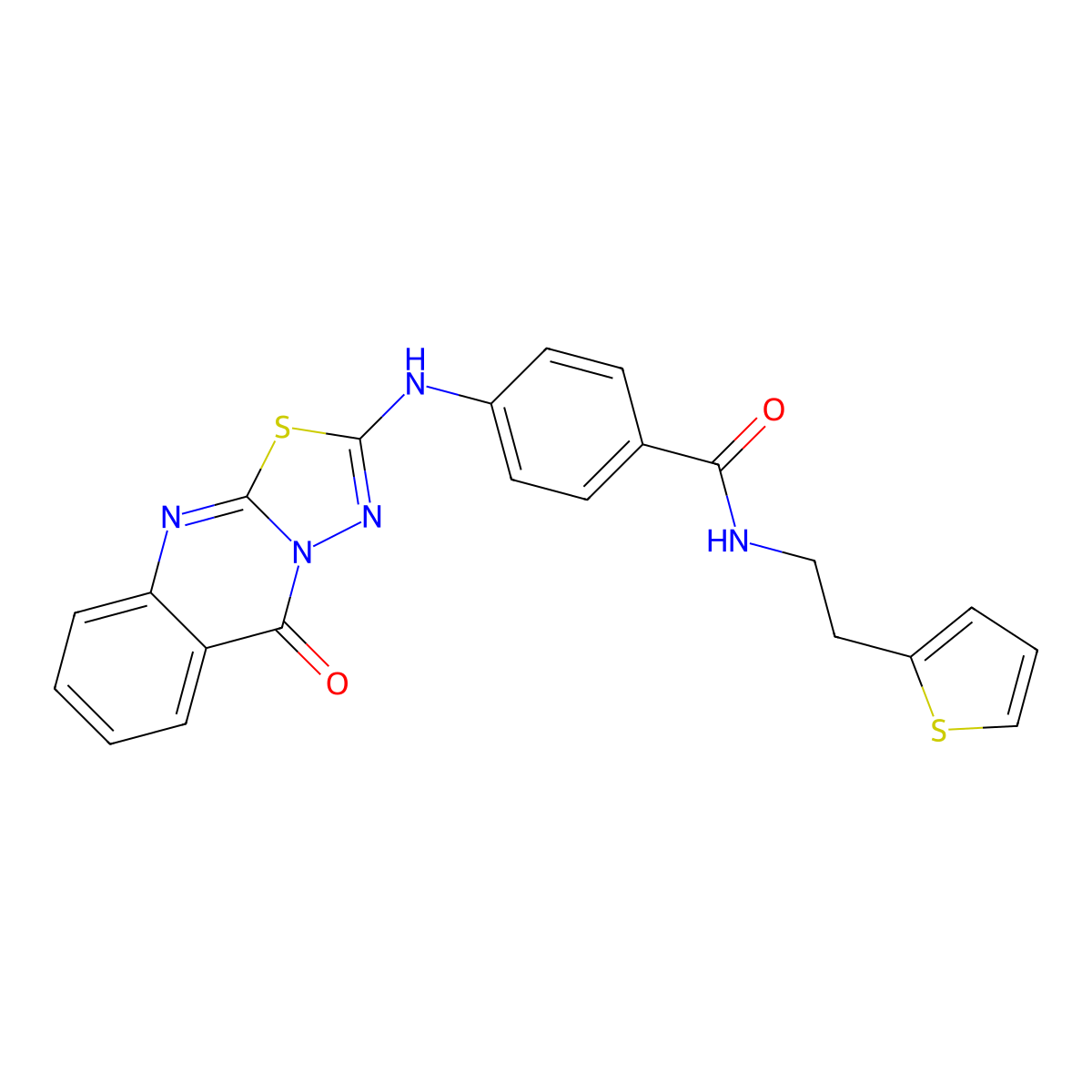 4-({5-oxo-5H-[1,3,4]thiadiazolo[2,3-b]quinazolin-2-yl}amino)-N-[2-(thiophen-2-yl)ethyl]benzamide molecular structure, CAS 1114627-74-5