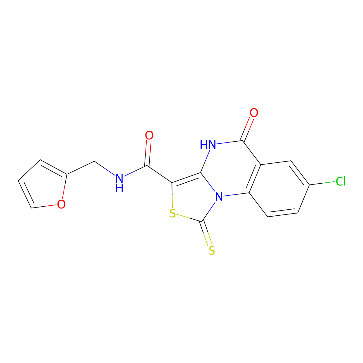 7-chloro-N-(2-furylmethyl)-5-oxo-1-thioxo-4,5-dihydro[1,3]thiazolo[3,4-a]quinazoline-3-carboxamide molecular structure, CAS 1114627-75-6
