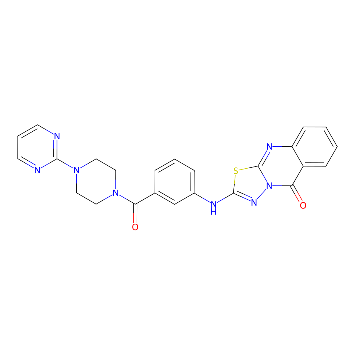 2-((3-(4-(pyrimidin-2-yl)piperazine-1-carbonyl)phenyl)amino)-5H-[1,3,4]thiadiazolo[2,3-b]quinazolin-5-one molecular structure, CAS 1114628-42-0
