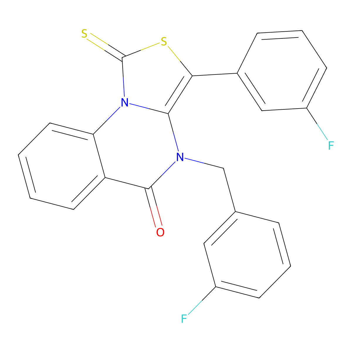 4-(3-fluorobenzyl)-3-(3-fluorophenyl)-1-thioxo-1H-thiazolo[3,4-a]quinazolin-5(4H)-one molecular structure, CAS 1114632-06-2