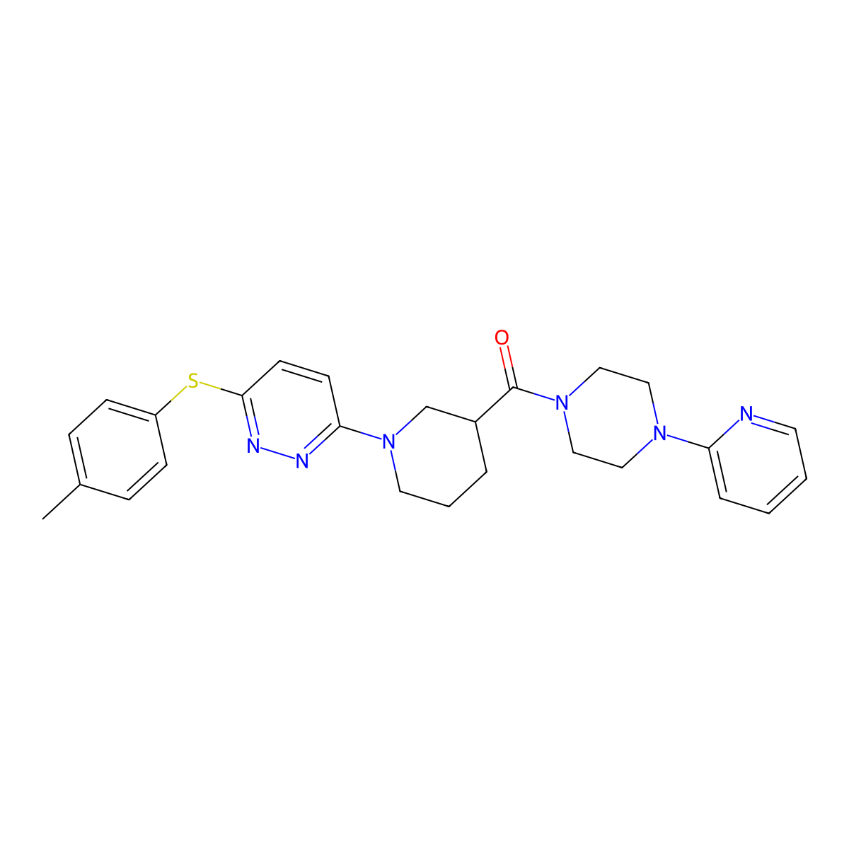 (4-(Pyridin-2-yl)piperazin-1-yl)(1-(6-(p-tolylthio)pyridazin-3-yl)piperidin-3-yl)methanone molecular structure, CAS 1114635-17-4
