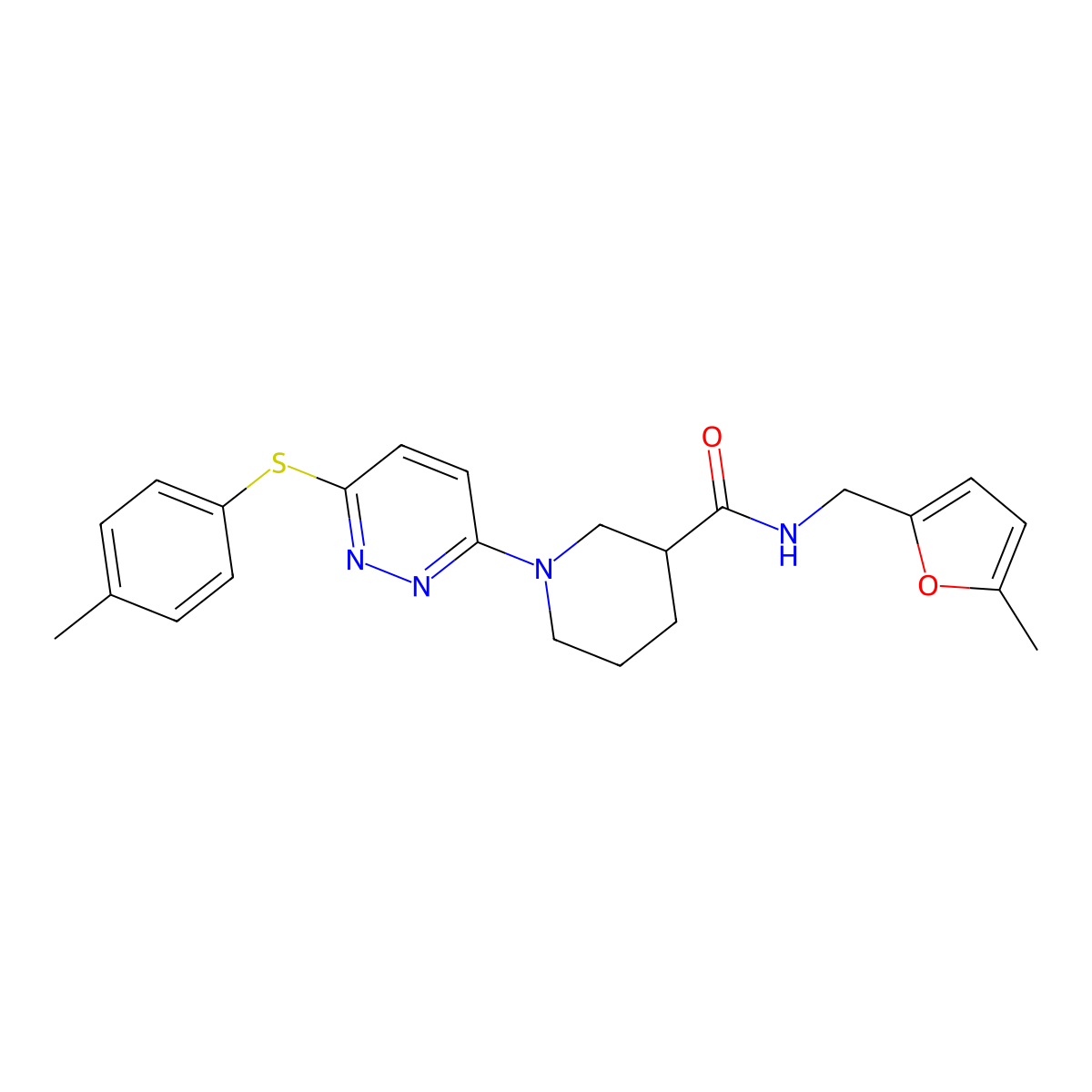 N-((5-methylfuran-2-yl)methyl)-1-(6-(p-tolylthio)pyridazin-3-yl)piperidine-3-carboxamide molecular structure, CAS 1114635-22-1