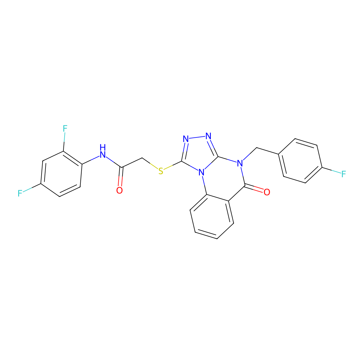 N-(2,4-difluorophenyl)-2-((4-(4-fluorobenzyl)-5-oxo-4,5-dihydro-[1,2,4]triazolo[4,3-a]quinazolin-1-yl)thio)acetamide molecular structure, CAS 1114635-52-7