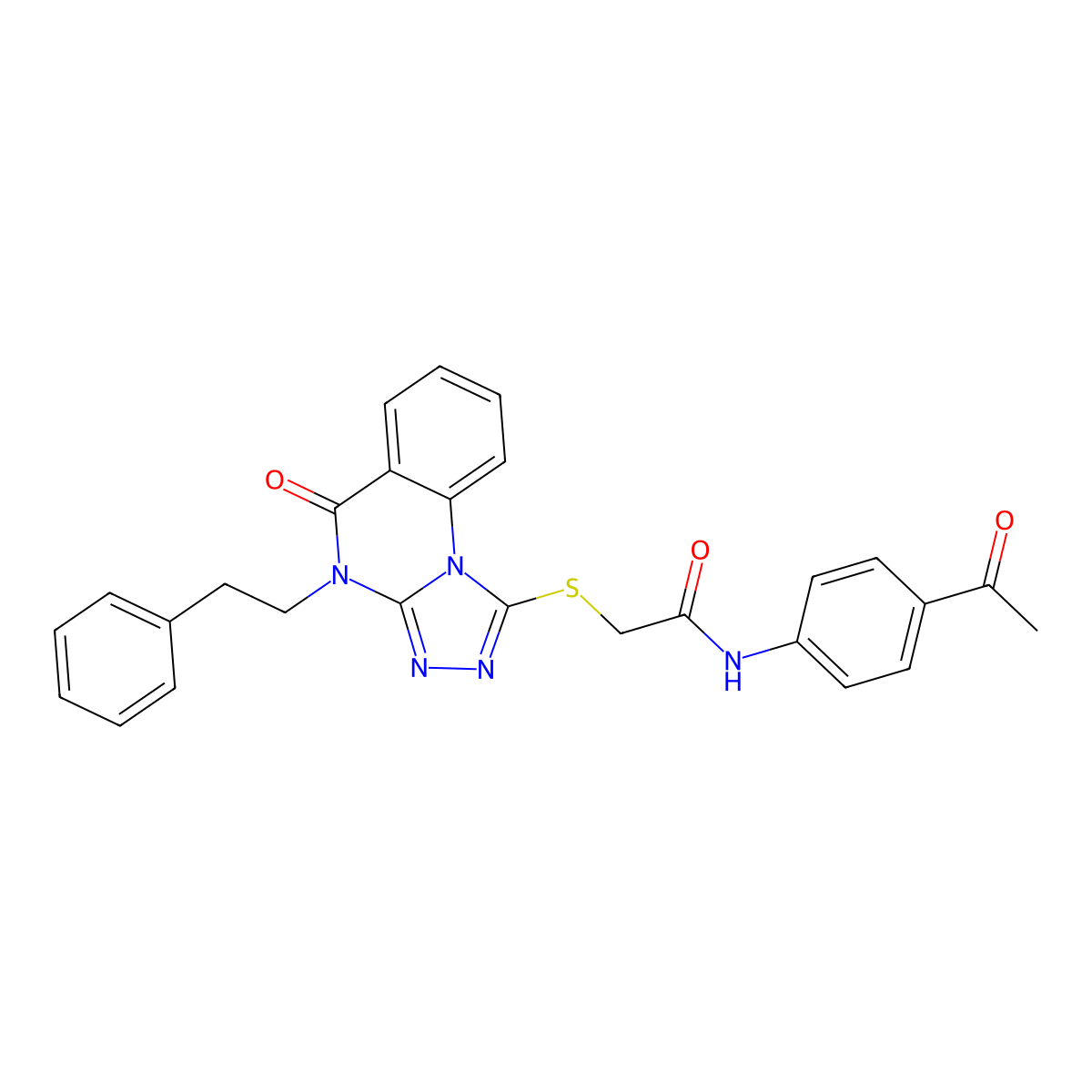 N-(4-acetylphenyl)-2-((5-oxo-4-phenethyl-4,5-dihydro-[1,2,4]triazolo[4,3-a]quinazolin-1-yl)thio)acetamide molecular structure, CAS 1114635-58-3