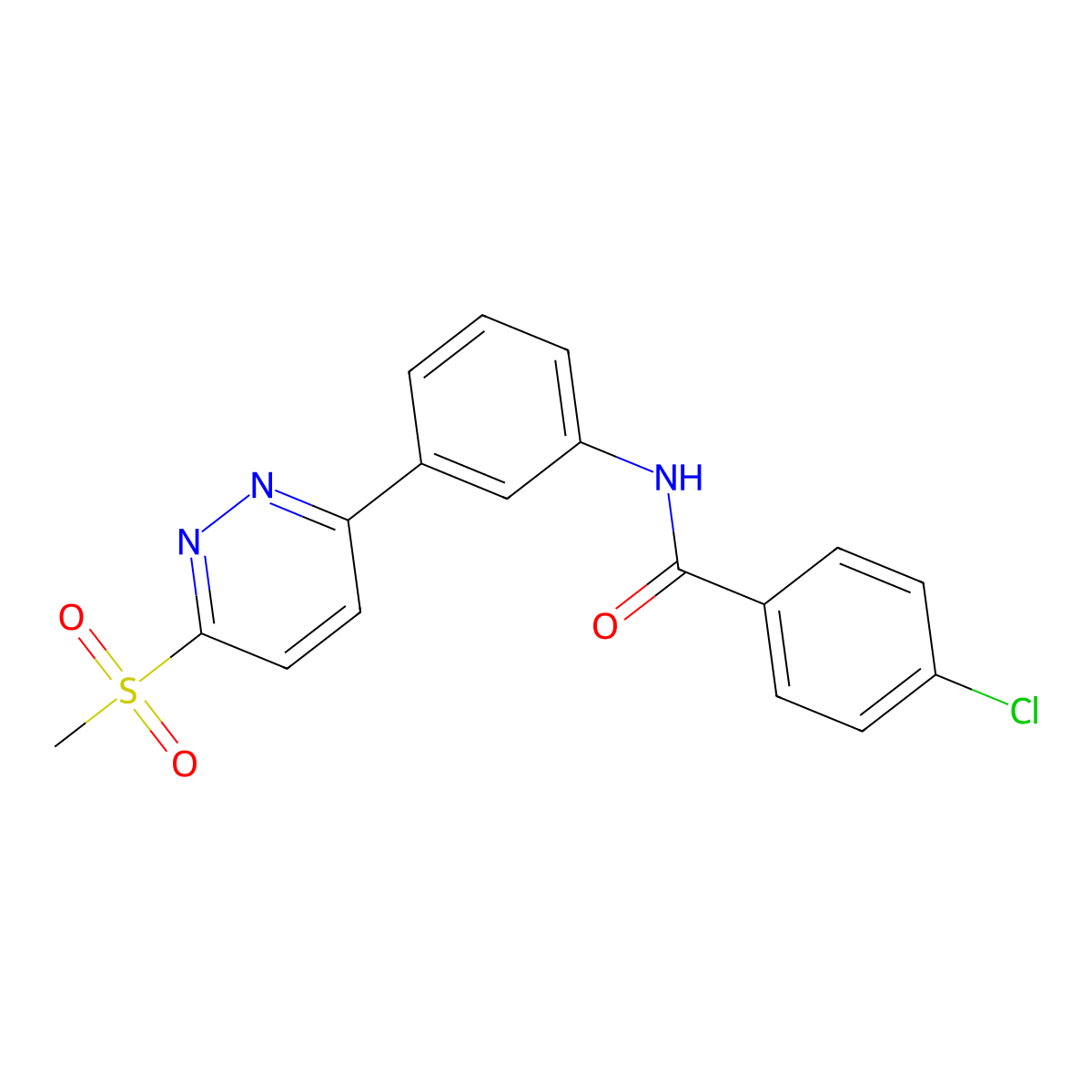 4-chloro-N-(3-(6-(methylsulfonyl)pyridazin-3-yl)phenyl)benzamide molecular structure, CAS 1114635-70-9