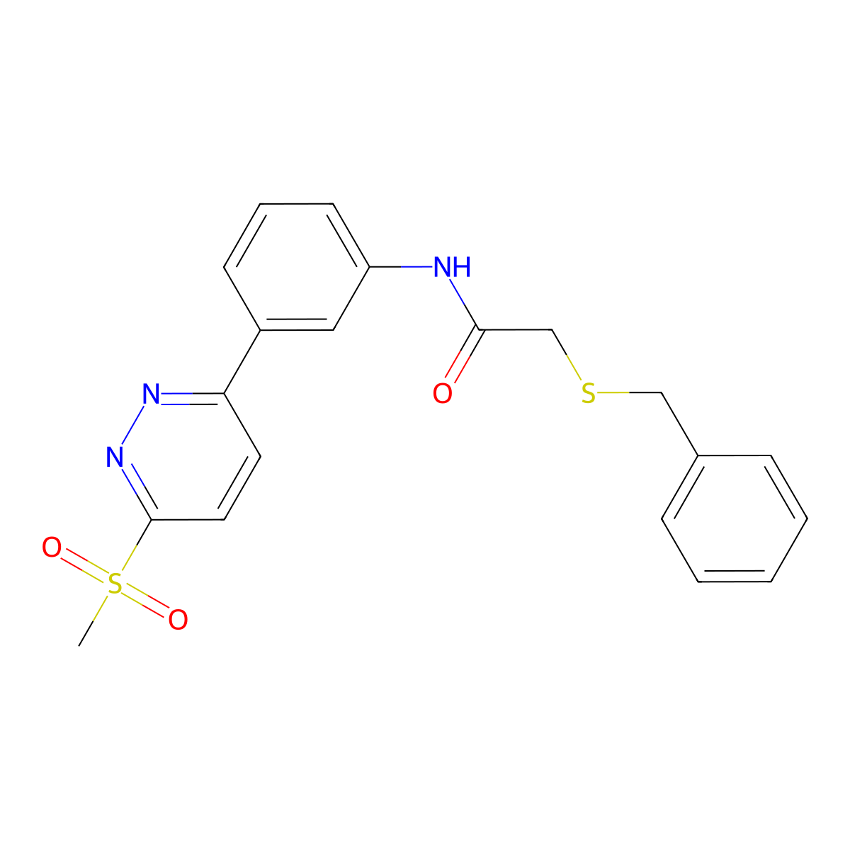 2-(benzylthio)-N-(3-(6-(methylsulfonyl)pyridazin-3-yl)phenyl)acetamide molecular structure, CAS 1114635-75-4