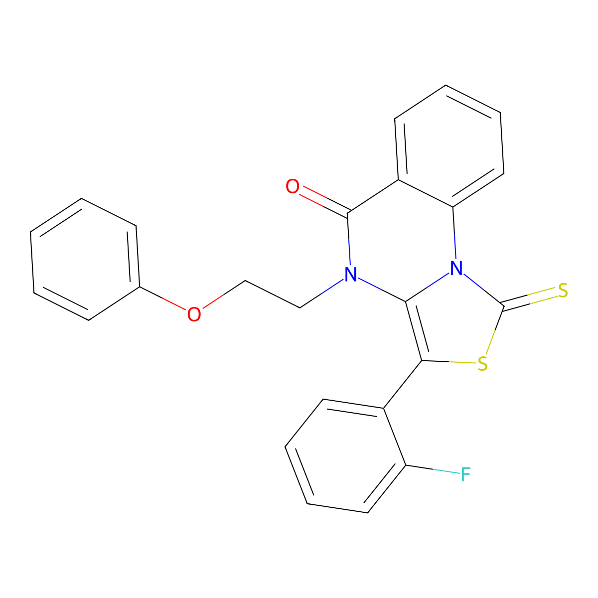 3-(2-fluorophenyl)-4-(2-phenoxyethyl)-1-thioxo-1H-thiazolo[3,4-a]quinazolin-5(4H)-one molecular structure, CAS 1114636-23-5