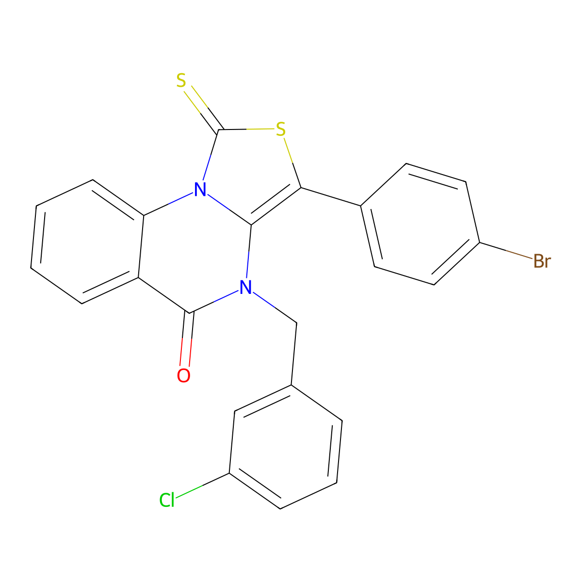 3-(4-Bromophenyl)-4-(3-chlorobenzyl)-1-thioxo-1H-thiazolo[3,4-a]quinazolin-5(4H)-one molecular structure, CAS 1114636-64-4