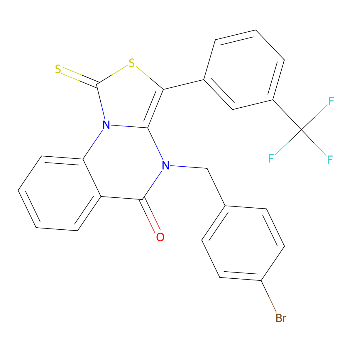 4-(4-Bromobenzyl)-1-thioxo-3-(3-(trifluoromethyl)phenyl)-1H-thiazolo[3,4-a]quinazolin-5(4H)-one molecular structure, CAS 1114636-83-7