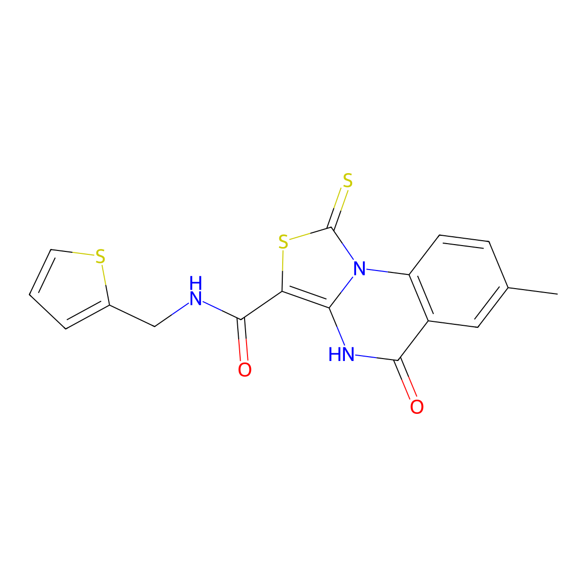 7-methyl-5-oxo-N-(2-thienylmethyl)-1-thioxo-4,5-dihydro[1,3]thiazolo[3,4-a]quinazoline-3-carboxamide molecular structure, CAS 1114636-96-2