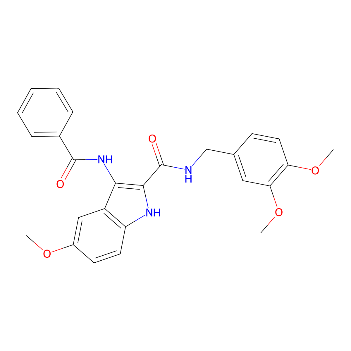 3-benzamido-N-[(3,4-dimethoxyphenyl)methyl]-5-methoxy-1H-indole-2-carboxamide molecular structure, CAS 1114641-94-9