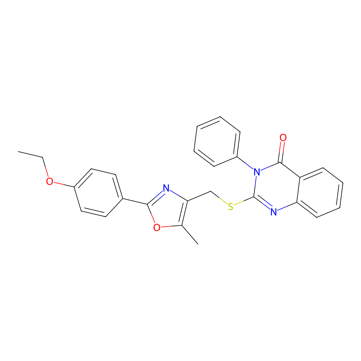 2-(((2-(4-ethoxyphenyl)-5-methyloxazol-4-yl)methyl)thio)-3-phenylquinazolin-4(3H)-one molecular structure, CAS 1114646-34-2