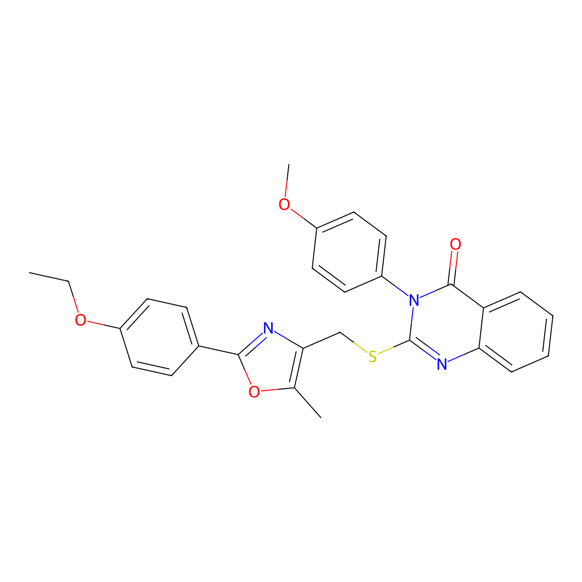 2-(((2-(4-ethoxyphenyl)-5-methyloxazol-4-yl)methyl)thio)-3-(4-methoxyphenyl)quinazolin-4(3H)-one molecular structure, CAS 1114646-58-0