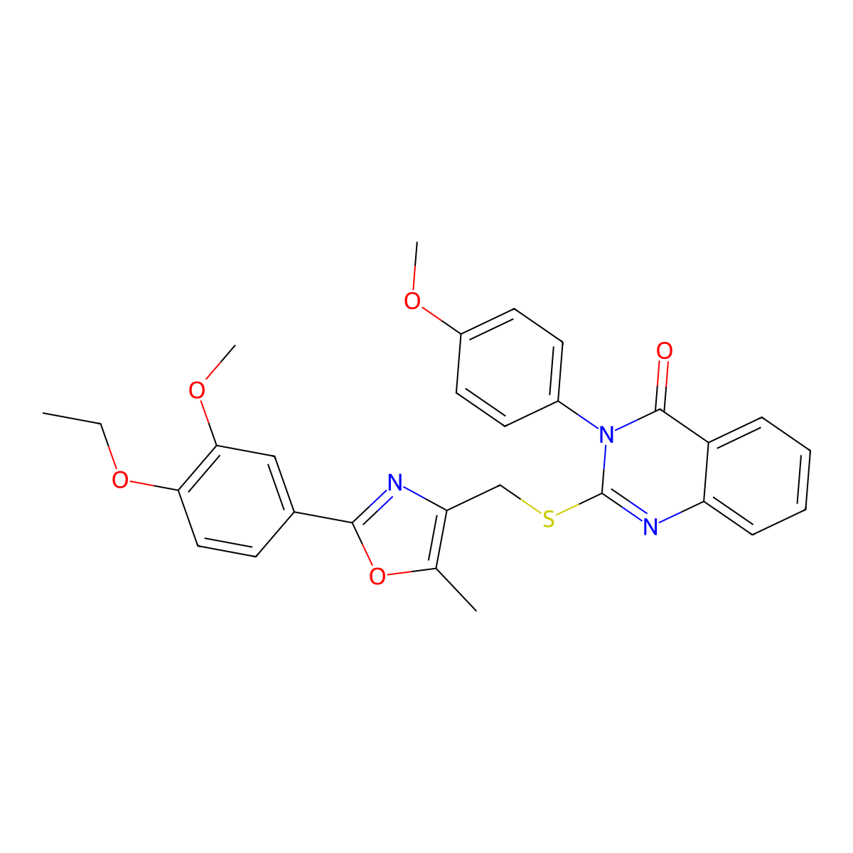 2-(((2-(4-ethoxy-3-methoxyphenyl)-5-methyloxazol-4-yl)methyl)thio)-3-(4-methoxyphenyl)quinazolin-4(3H)-one molecular structure, CAS 1114646-66-0