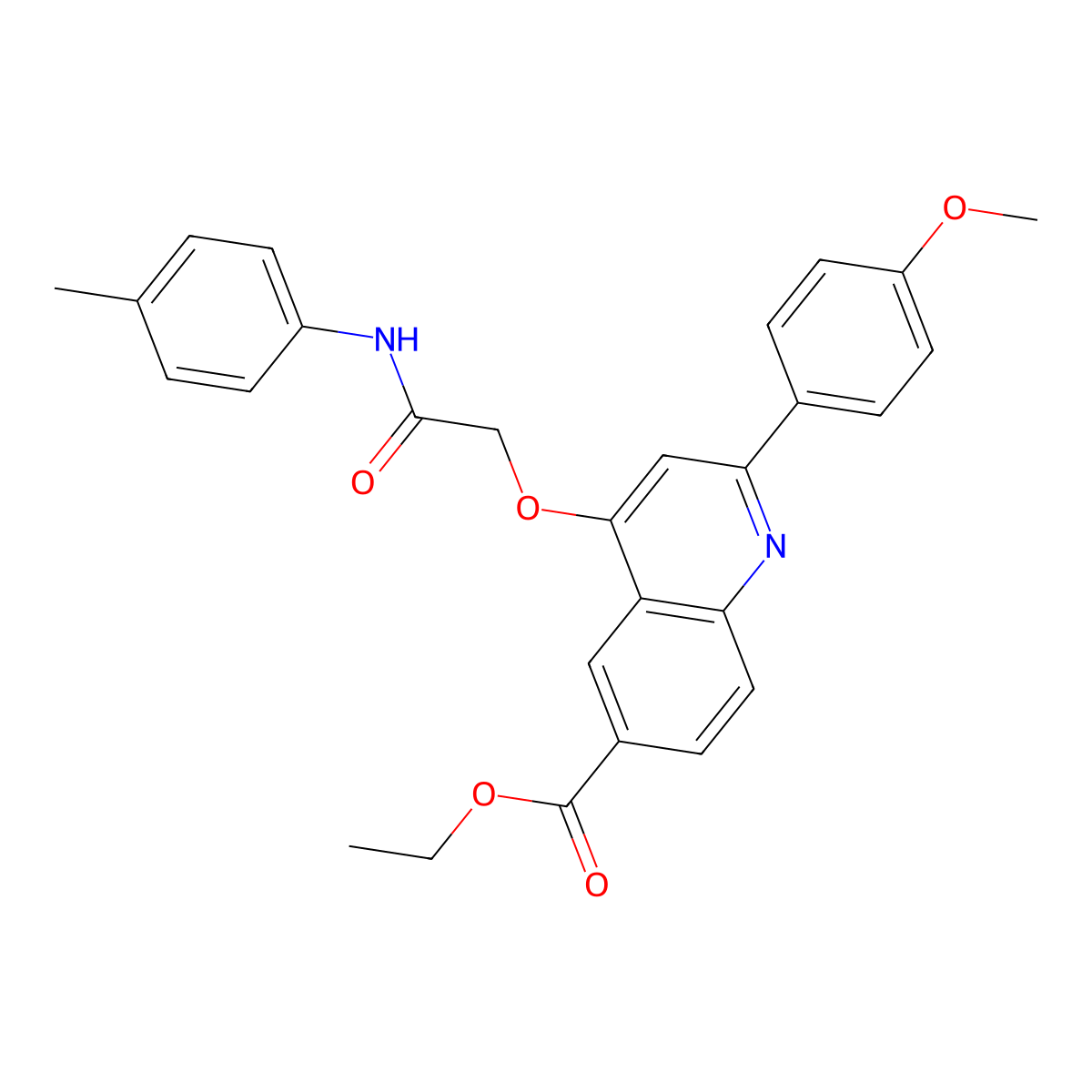 Ethyl 2-(4-methoxyphenyl)-4-{[(4-methylphenyl)carbamoyl]methoxy}quinoline-6-carboxylate molecular structure, CAS 1114646-67-1
