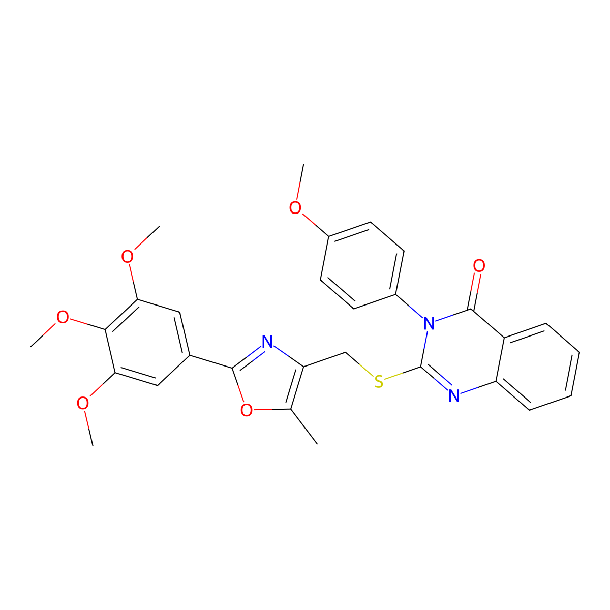 3-(4-Methoxyphenyl)-2-({[5-methyl-2-(3,4,5-trimethoxyphenyl)-1,3-oxazol-4-yl]methyl}sulfanyl)-3,4-dihydroquinazolin-4-one molecular structure, CAS 1114646-74-0
