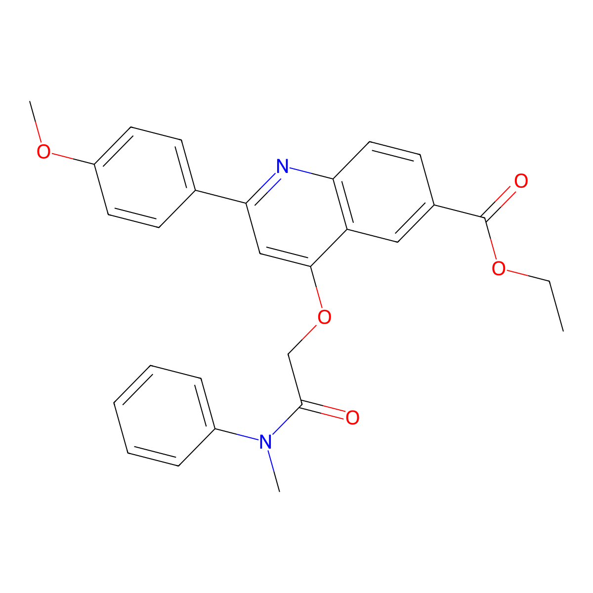 Ethyl 2-(4-methoxyphenyl)-4-(2-(methyl(phenyl)amino)-2-oxoethoxy)quinoline-6-carboxylate molecular structure, CAS 1114646-75-1