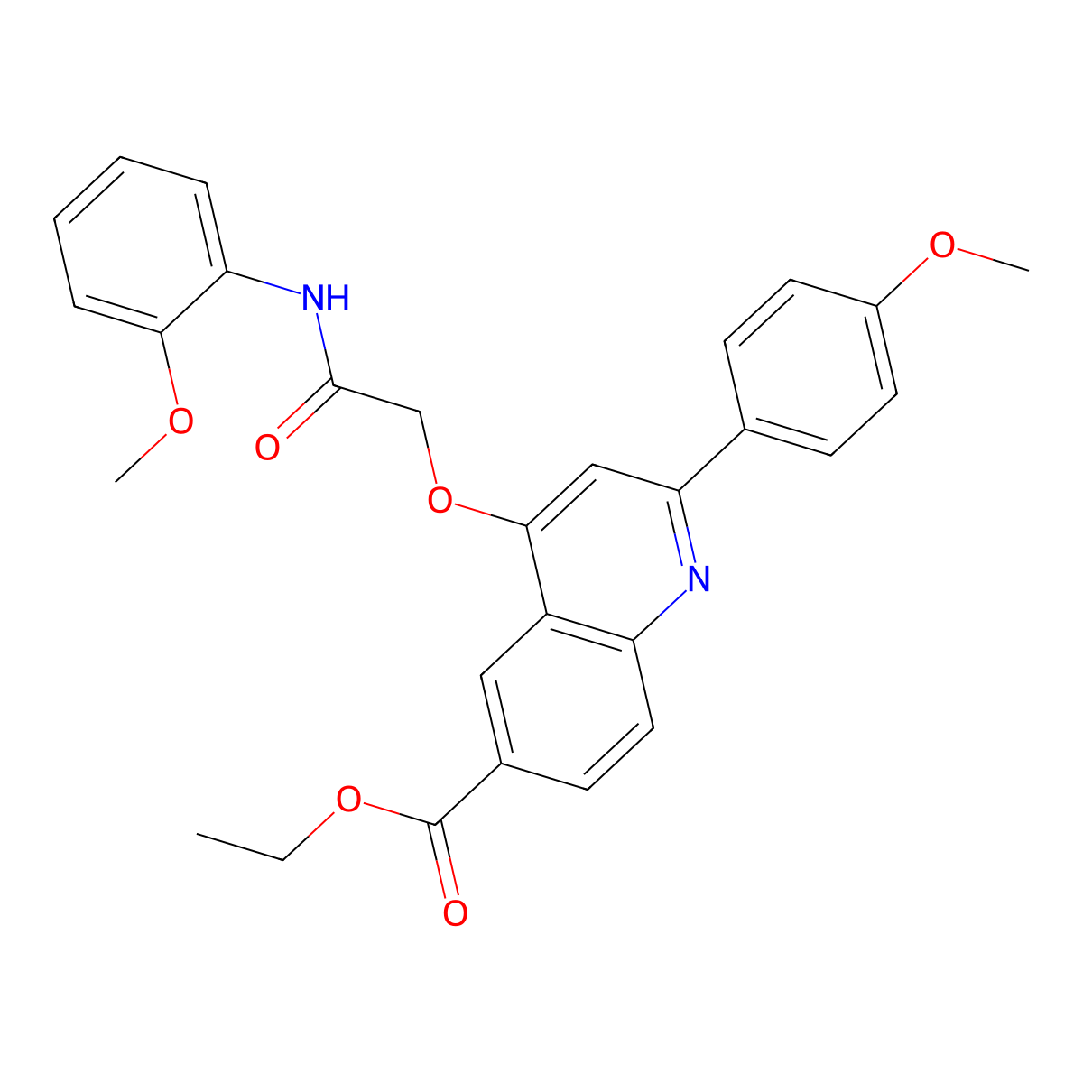 Ethyl 2-(4-methoxyphenyl)-4-{[(2-methoxyphenyl)carbamoyl]methoxy}quinoline-6-carboxylate molecular structure, CAS 1114646-83-1