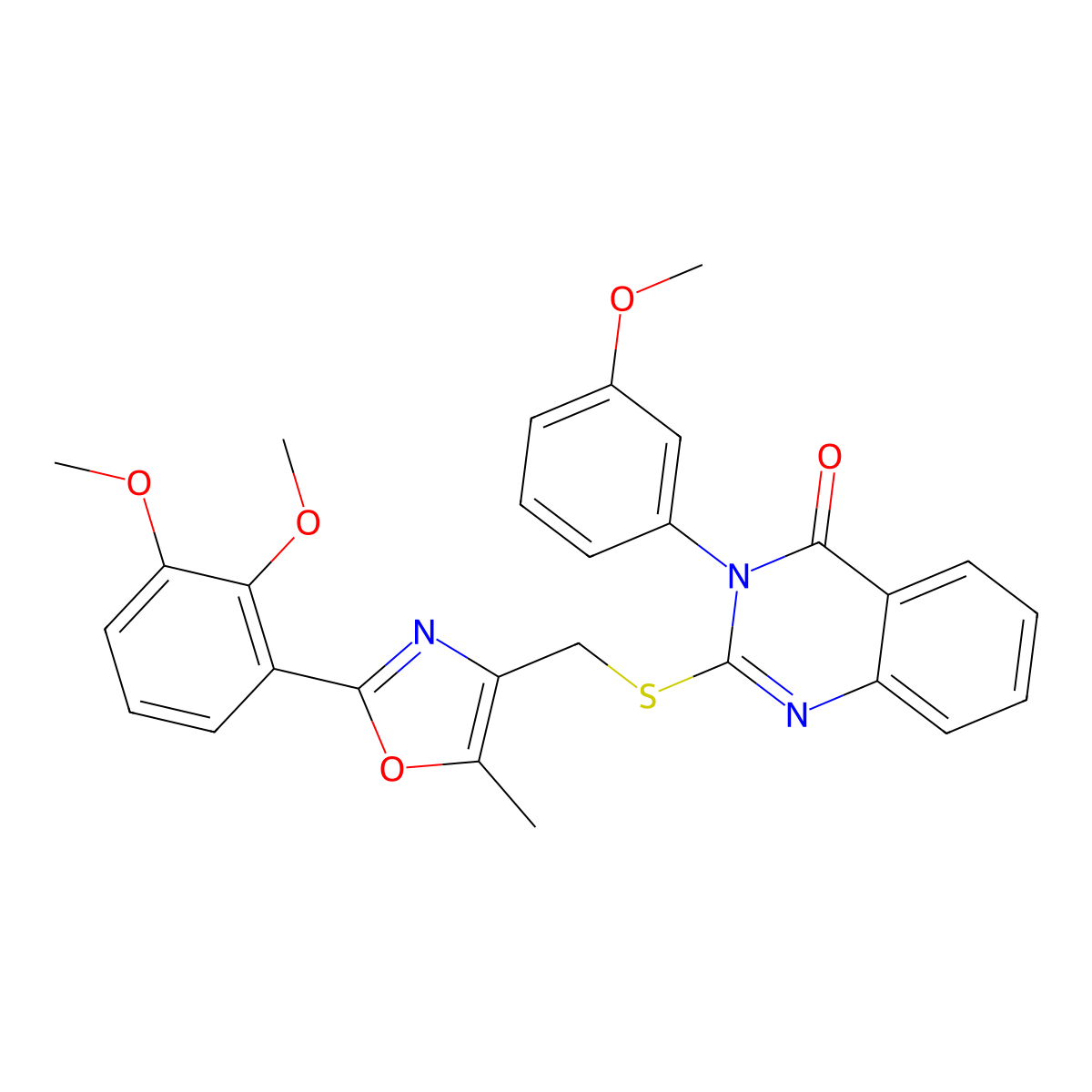 2-(((2-(2,3-dimethoxyphenyl)-5-methyloxazol-4-yl)methyl)thio)-3-(3-methoxyphenyl)quinazolin-4(3H)-one molecular structure, CAS 1114646-90-0