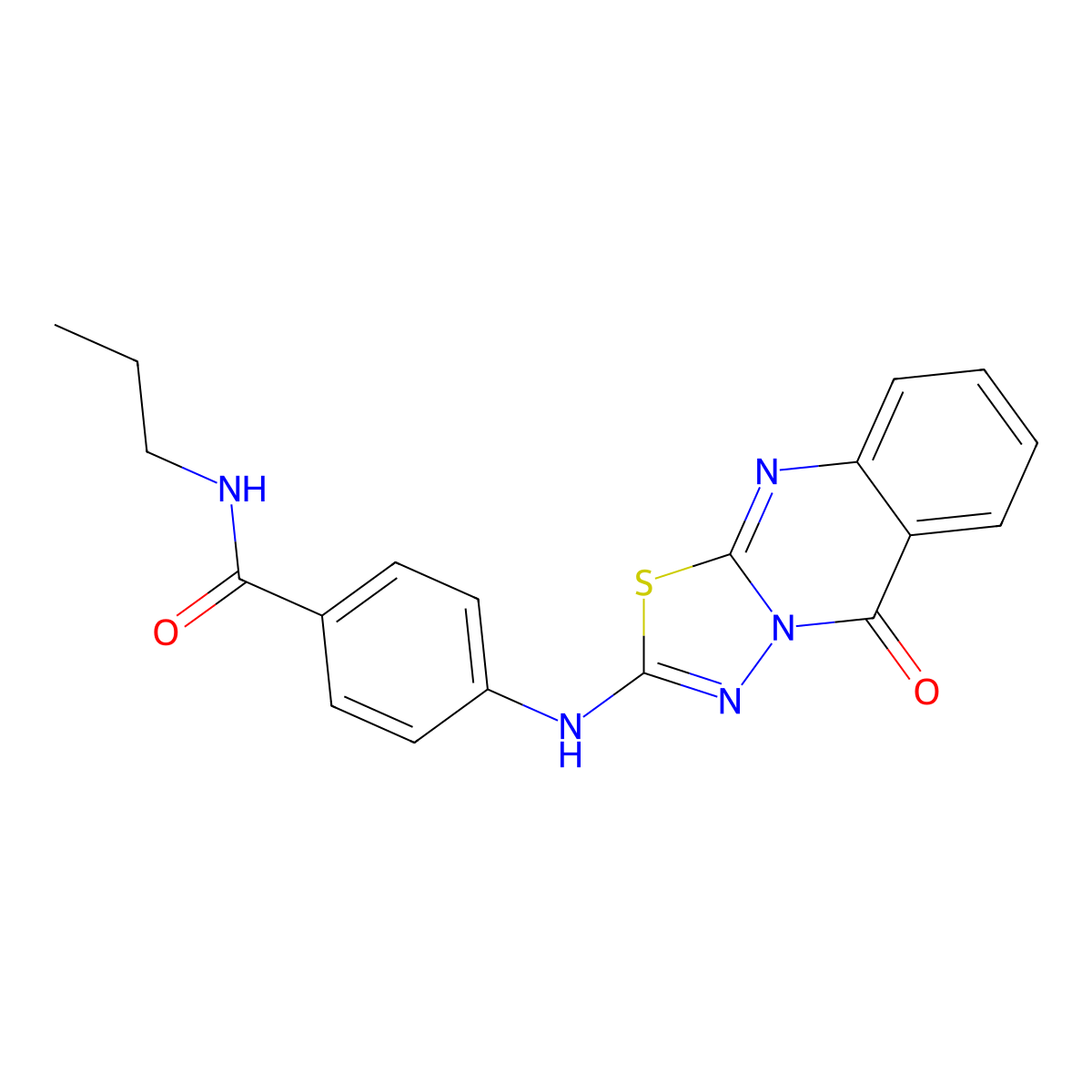 4-({5-oxo-5H-[1,3,4]thiadiazolo[2,3-b]quinazolin-2-yl}amino)-N-propylbenzamide molecular structure, CAS 1114646-95-5