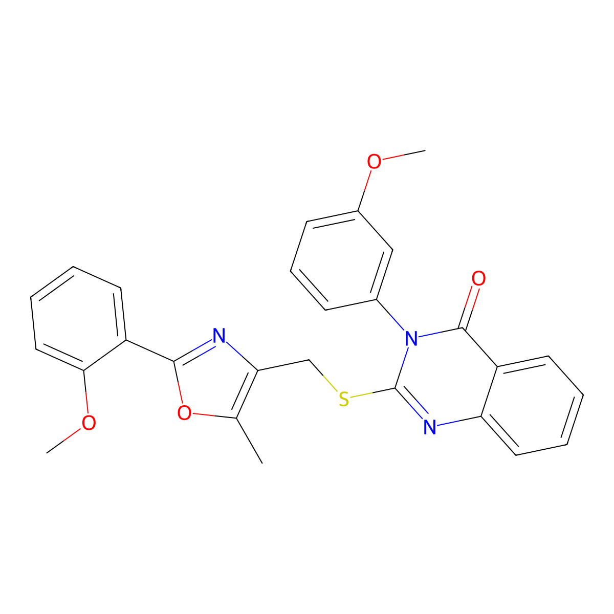 3-(3-methoxyphenyl)-2-(((2-(2-methoxyphenyl)-5-methyloxazol-4-yl)methyl)thio)quinazolin-4(3H)-one molecular structure, CAS 1114646-98-8