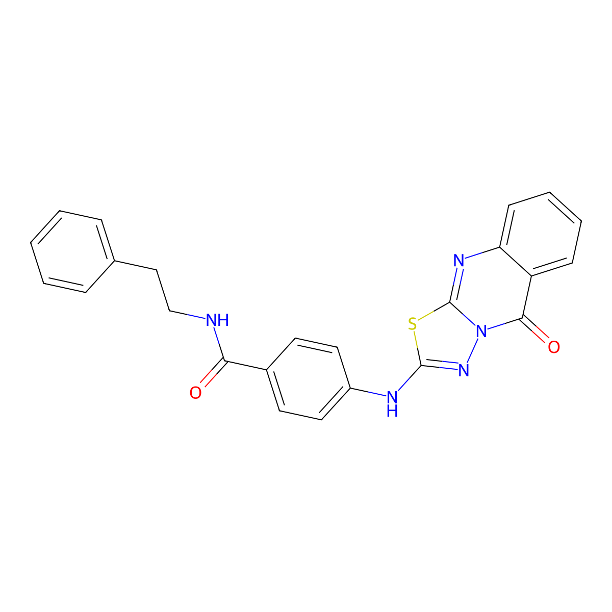 4-({5-oxo-5H-[1,3,4]thiadiazolo[2,3-b]quinazolin-2-yl}amino)-N-(2-phenylethyl)benzamide molecular structure, CAS 1114647-03-8