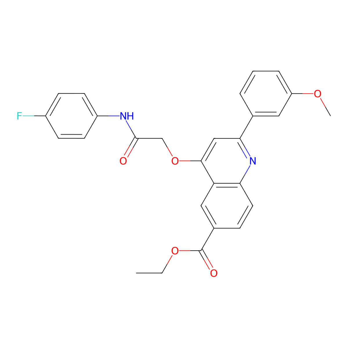 Ethyl 4-{[(4-fluorophenyl)carbamoyl]methoxy}-2-(3-methoxyphenyl)quinoline-6-carboxylate molecular structure, CAS 1114647-15-2