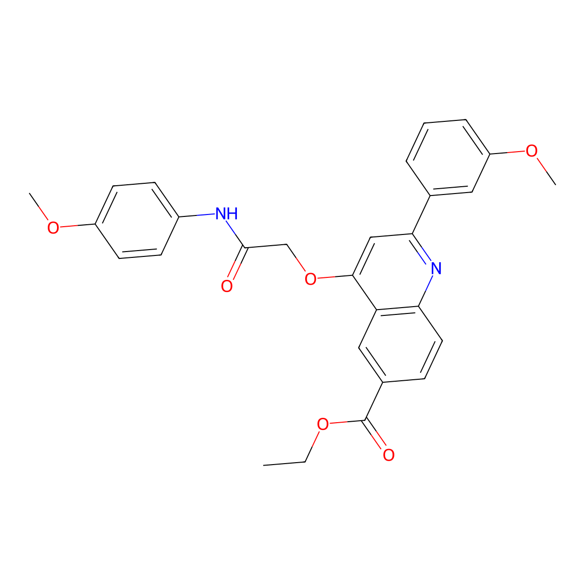 Ethyl 2-(3-methoxyphenyl)-4-{[(4-methoxyphenyl)carbamoyl]methoxy}quinoline-6-carboxylate molecular structure, CAS 1114647-23-2