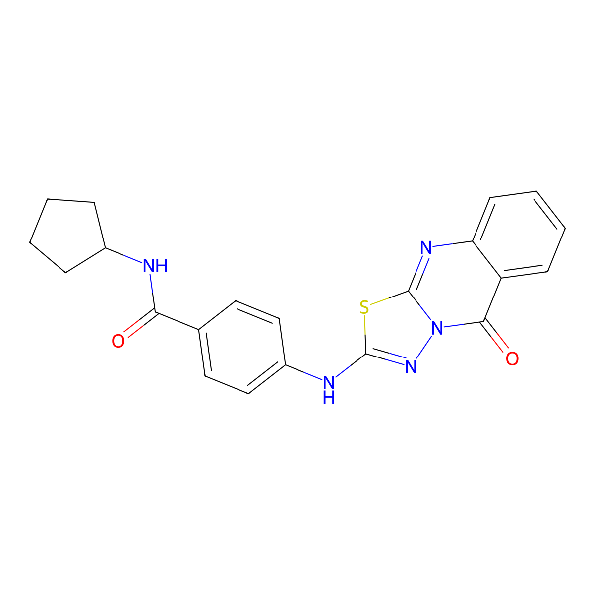 N-cyclopentyl-4-({5-oxo-5H-[1,3,4]thiadiazolo[2,3-b]quinazolin-2-yl}amino)benzamide molecular structure, CAS 1114647-27-6