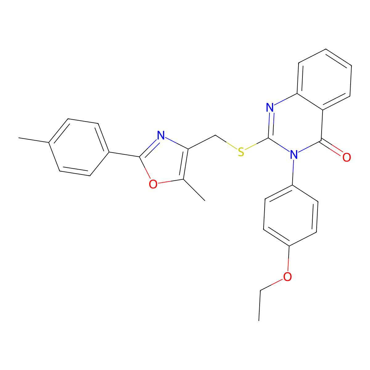 3-(4-ethoxyphenyl)-2-(((5-methyl-2-(p-tolyl)oxazol-4-yl)methyl)thio)quinazolin-4(3H)-one molecular structure, CAS 1114647-30-1