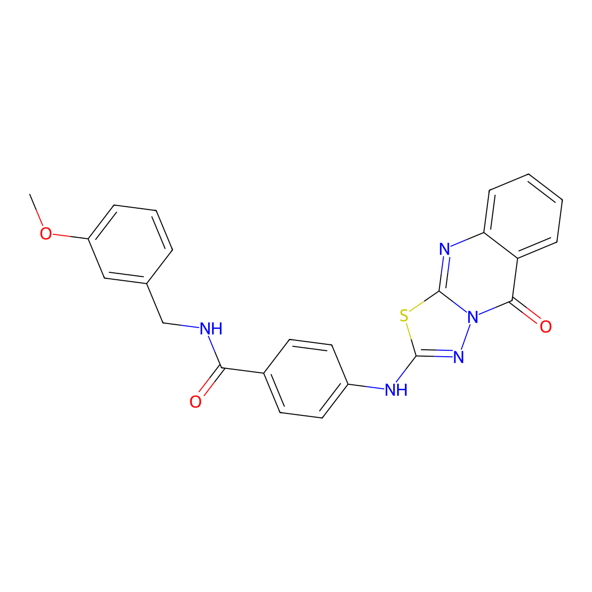 N-(3-methoxybenzyl)-4-((5-oxo-5H-[1,3,4]thiadiazolo[2,3-b]quinazolin-2-yl)amino)benzamide molecular structure, CAS 1114647-35-6