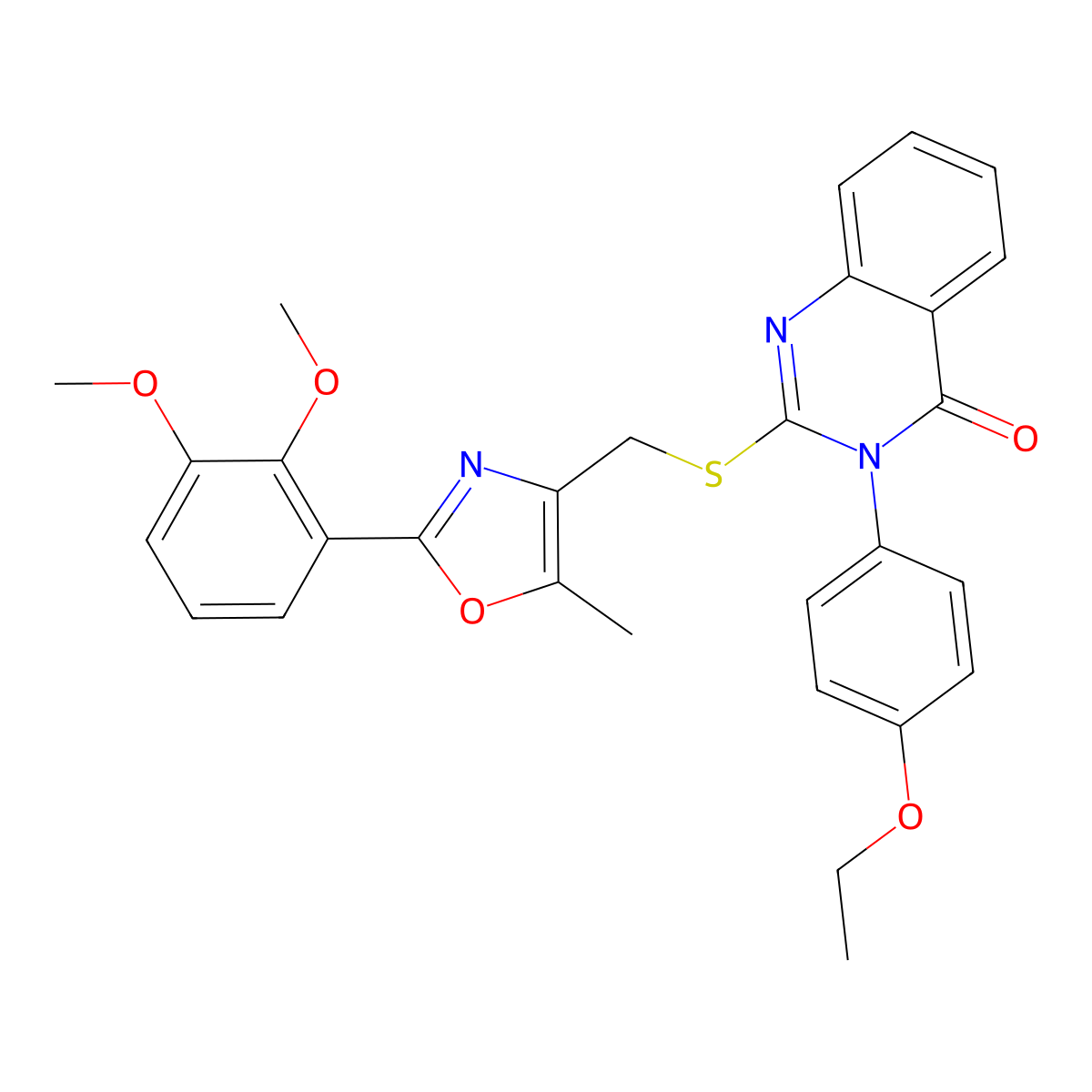 2-(((2-(2,3-dimethoxyphenyl)-5-methyloxazol-4-yl)methyl)thio)-3-(4-ethoxyphenyl)quinazolin-4(3H)-one molecular structure, CAS 1114647-38-9