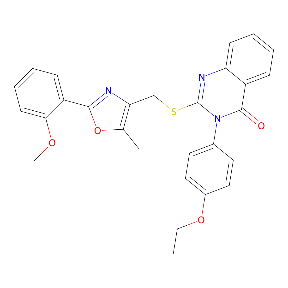 3-(4-ethoxyphenyl)-2-(((2-(2-methoxyphenyl)-5-methyloxazol-4-yl)methyl)thio)quinazolin-4(3H)-one molecular structure, CAS 1114647-46-9
