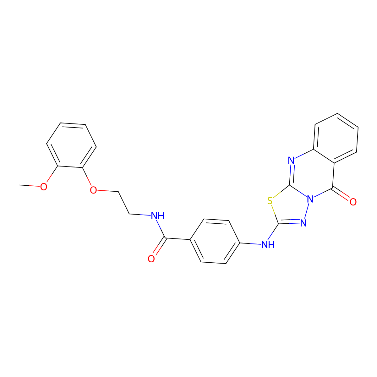 N-[2-(2-methoxyphenoxy)ethyl]-4-({5-oxo-5H-[1,3,4]thiadiazolo[2,3-b]quinazolin-2-yl}amino)benzamide molecular structure, CAS 1114647-51-6