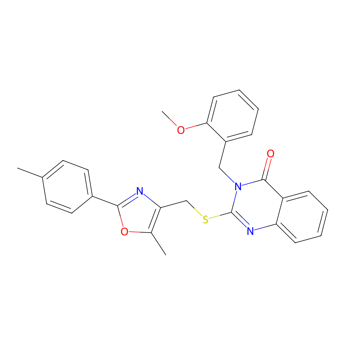 3-(2-methoxybenzyl)-2-(((5-methyl-2-(p-tolyl)oxazol-4-yl)methyl)thio)quinazolin-4(3H)-one molecular structure, CAS 1114647-78-7