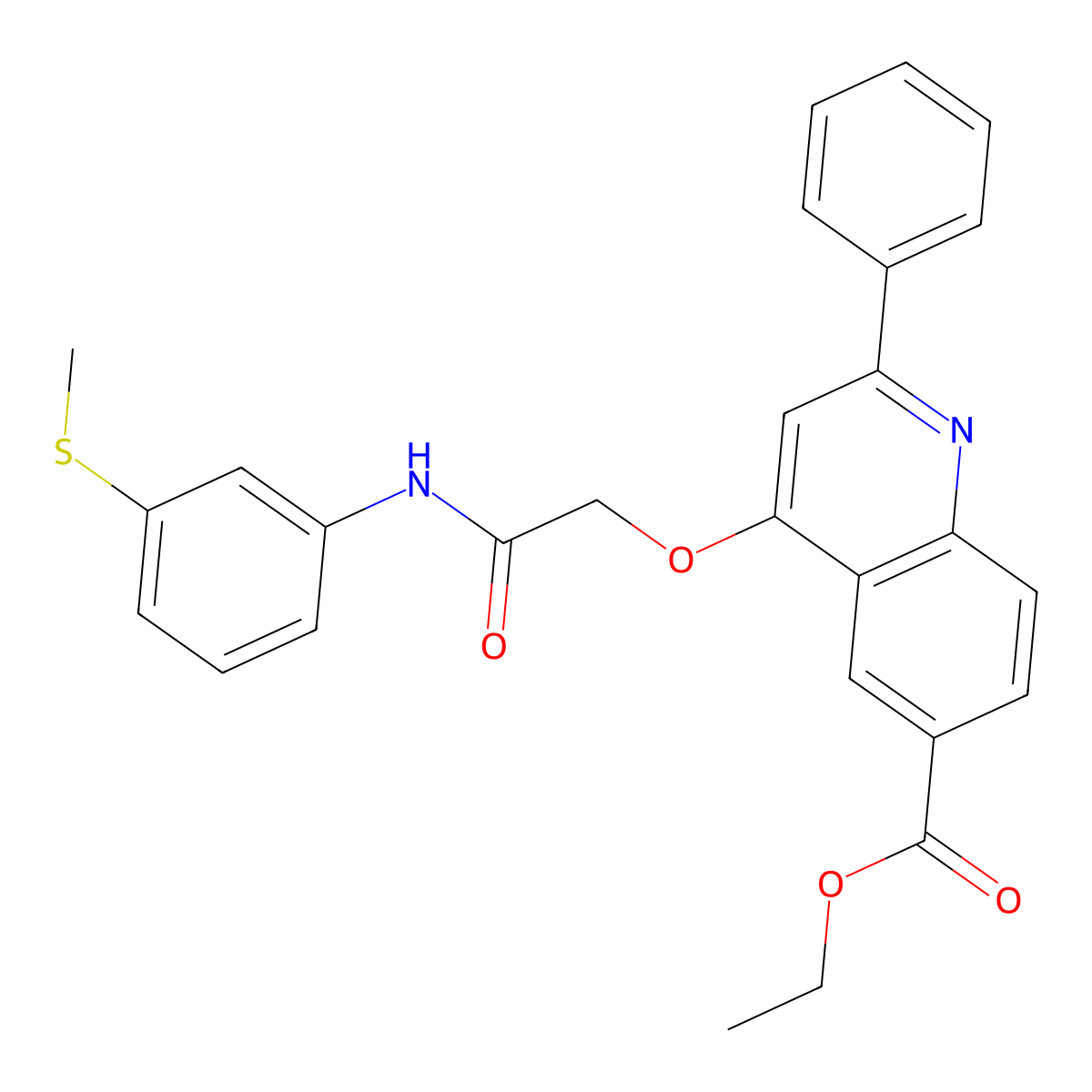 Ethyl 4-({[3-(methylsulfanyl)phenyl]carbamoyl}methoxy)-2-phenylquinoline-6-carboxylate molecular structure, CAS 1114647-79-8