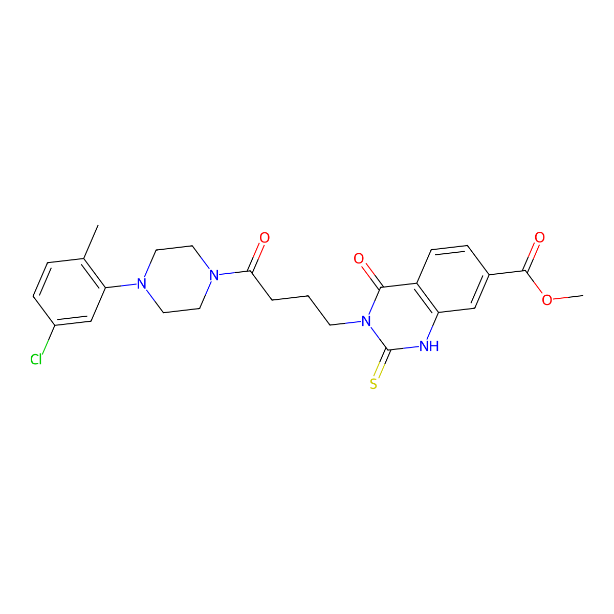 Methyl 3-(4-(4-(5-chloro-2-methylphenyl)piperazin-1-yl)-4-oxobutyl)-4-oxo-2-thioxo-1,2,3,4-tetrahydroquinazoline-7-carboxylate molecular structure, CAS 1114647-82-3
