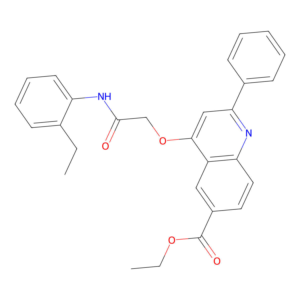 Ethyl 4-{[(2-ethylphenyl)carbamoyl]methoxy}-2-phenylquinoline-6-carboxylate molecular structure, CAS 1114647-87-8