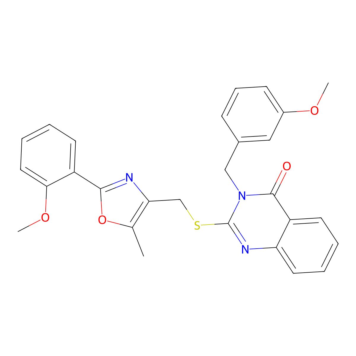 3-(3-methoxybenzyl)-2-(((2-(2-methoxyphenyl)-5-methyloxazol-4-yl)methyl)thio)quinazolin-4(3H)-one molecular structure, CAS 1114648-02-0