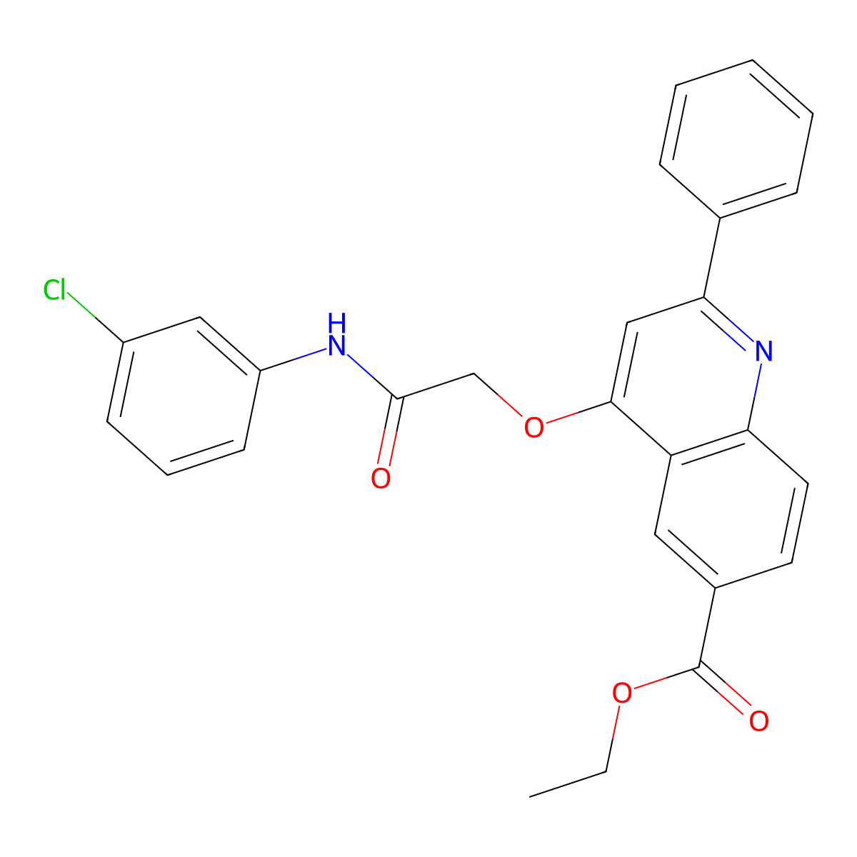 Ethyl 4-{[(3-chlorophenyl)carbamoyl]methoxy}-2-phenylquinoline-6-carboxylate molecular structure, CAS 1114648-03-1