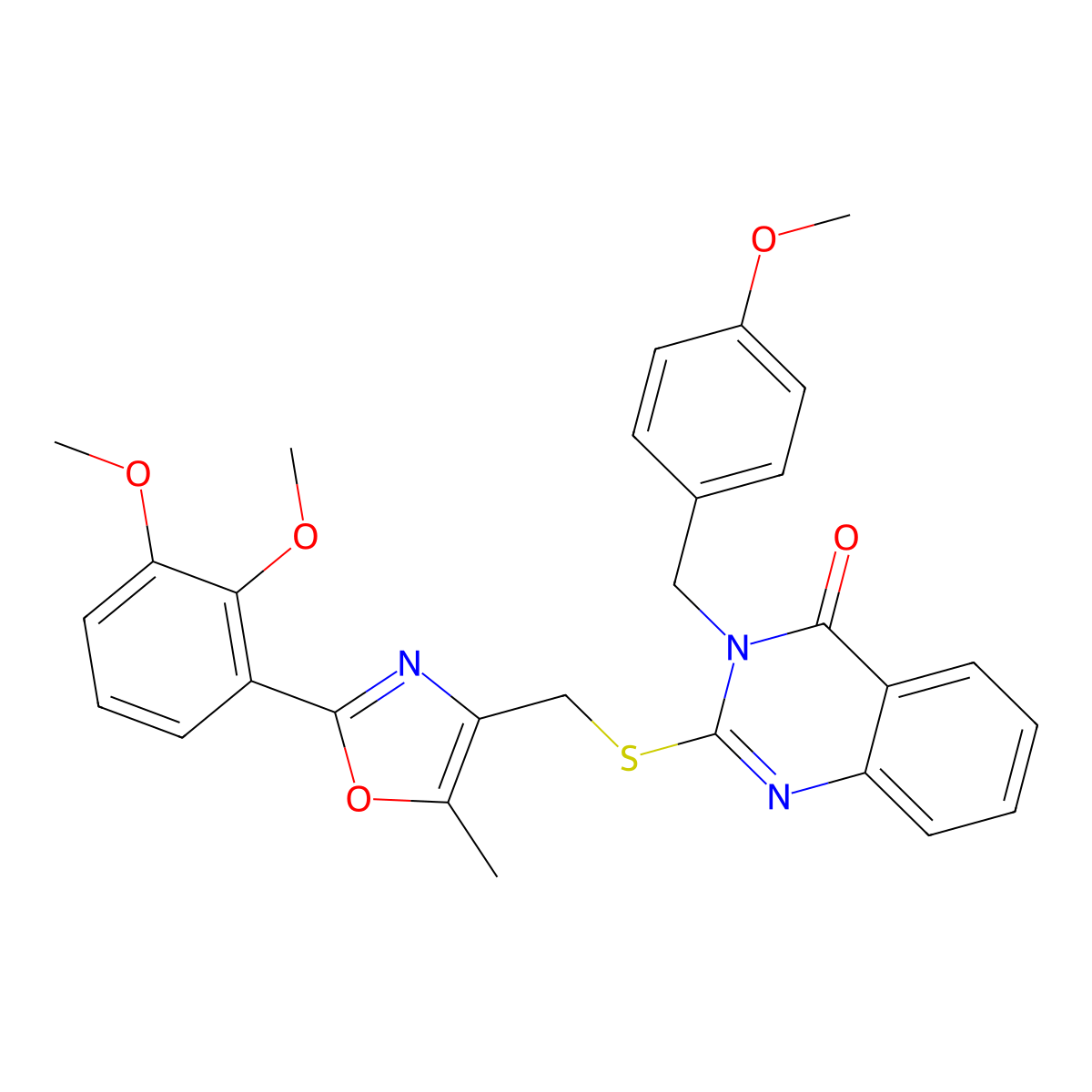 2-(((2-(2,3-dimethoxyphenyl)-5-methyloxazol-4-yl)methyl)thio)-3-(4-methoxybenzyl)quinazolin-4(3H)-one molecular structure, CAS 1114648-16-6