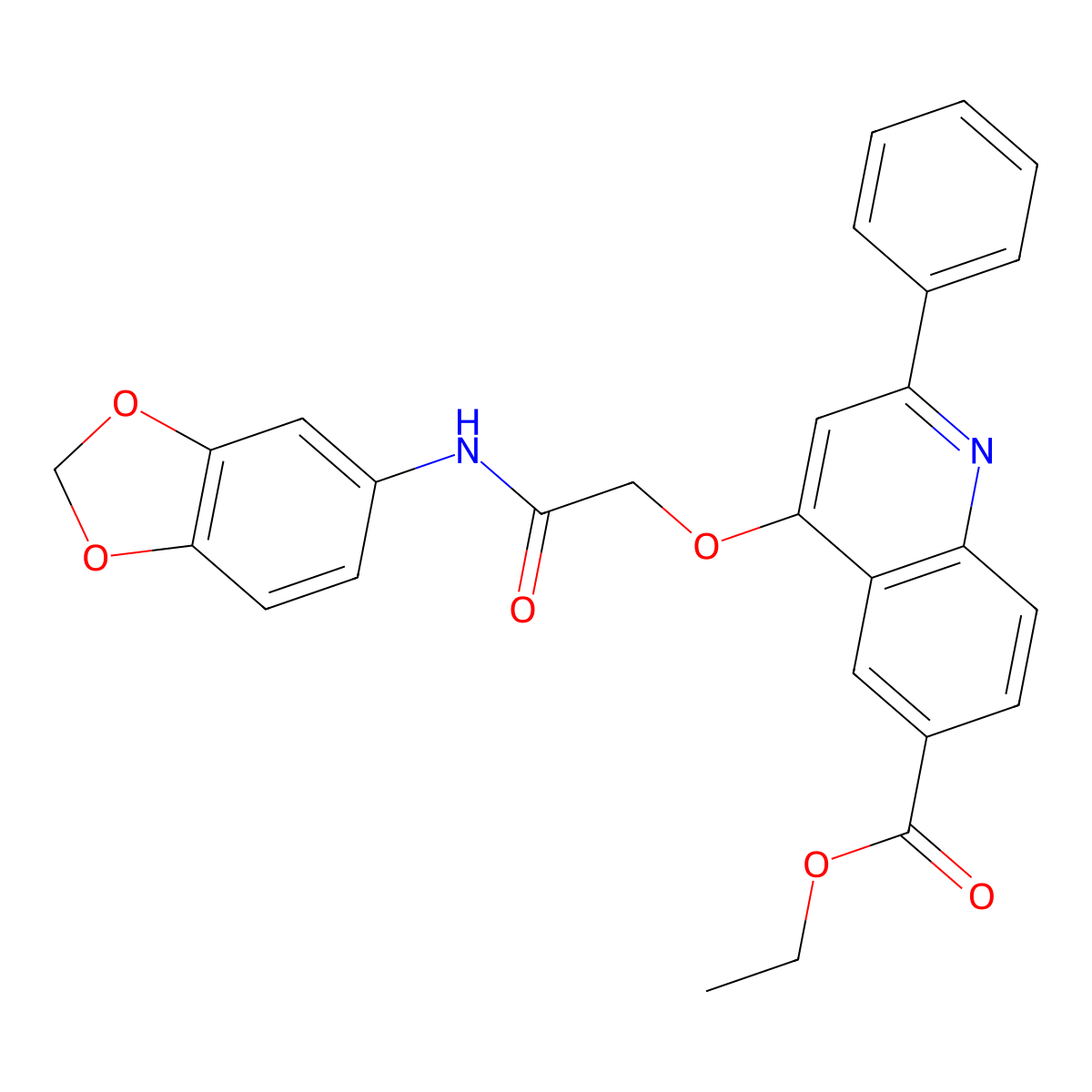 ethyl 4-{[(2H-1,3-benzodioxol-5-yl)carbamoyl]methoxy}-2-phenylquinoline-6-carboxylate molecular structure, CAS 1114648-18-8
