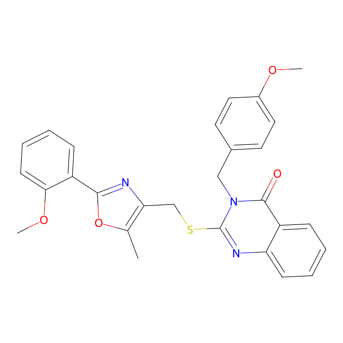 3-(4-methoxybenzyl)-2-(((2-(2-methoxyphenyl)-5-methyloxazol-4-yl)methyl)thio)quinazolin-4(3H)-one molecular structure, CAS 1114648-24-6