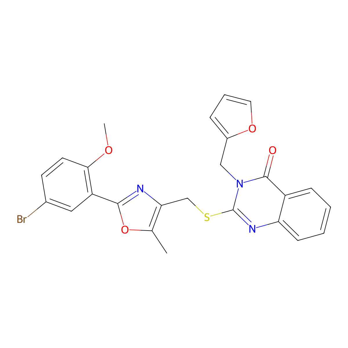 2-(((2-(5-bromo-2-methoxyphenyl)-5-methyloxazol-4-yl)methyl)thio)-3-(furan-2-ylmethyl)quinazolin-4(3H)-one molecular structure, CAS 1114648-32-6