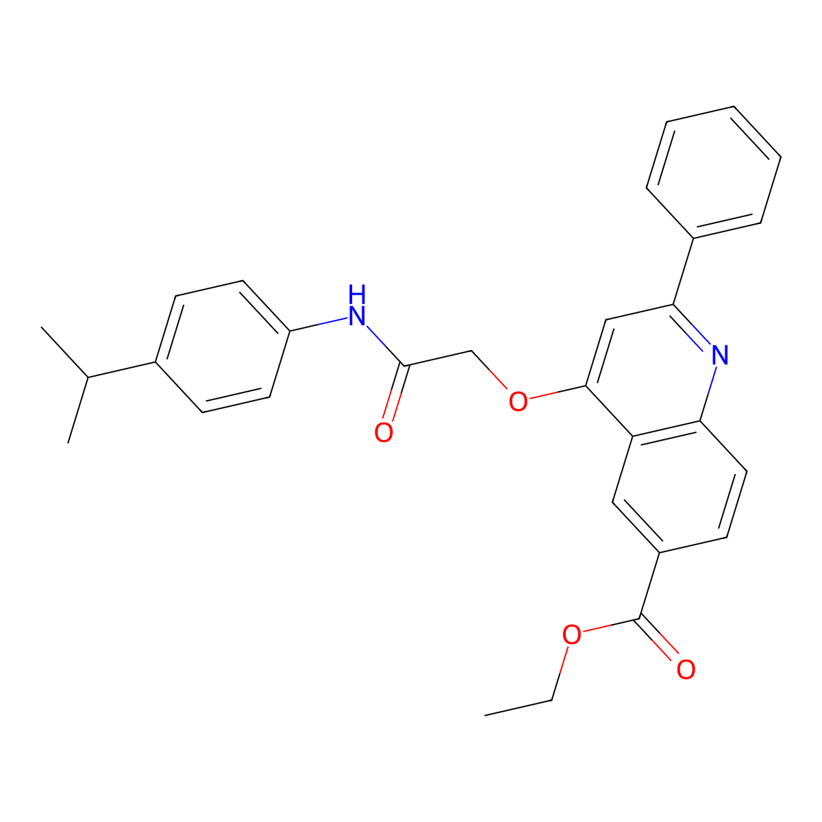 Ethyl 2-phenyl-4-({[4-(propan-2-yl)phenyl]carbamoyl}methoxy)quinoline-6-carboxylate molecular structure, CAS 1114648-34-8