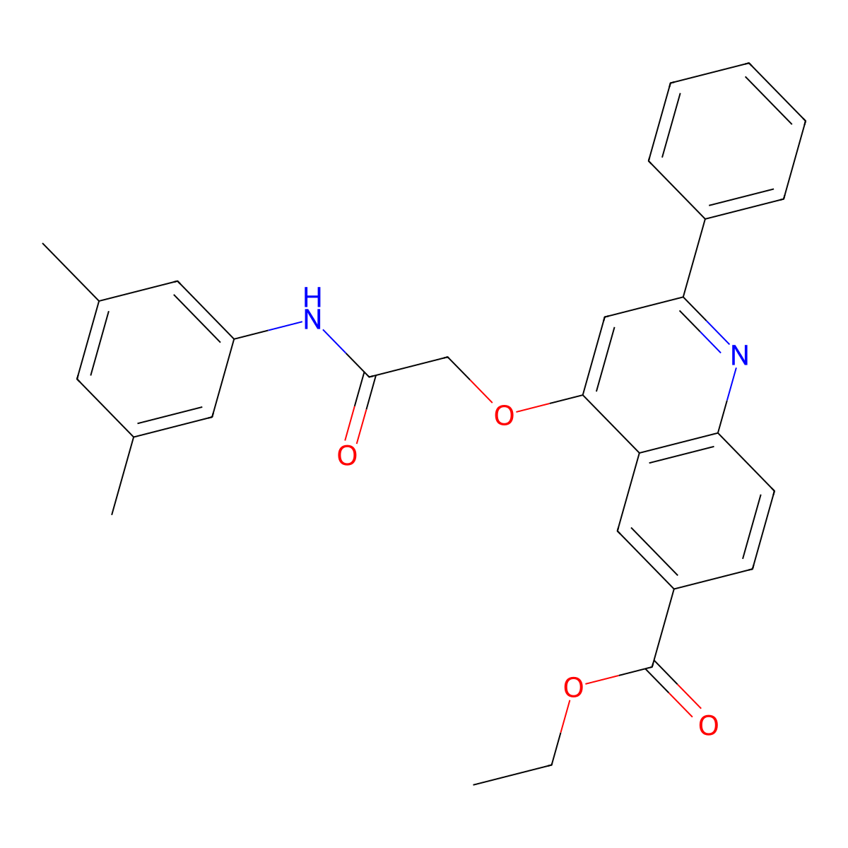Ethyl 4-{[(3,5-dimethylphenyl)carbamoyl]methoxy}-2-phenylquinoline-6-carboxylate molecular structure, CAS 1114648-50-8