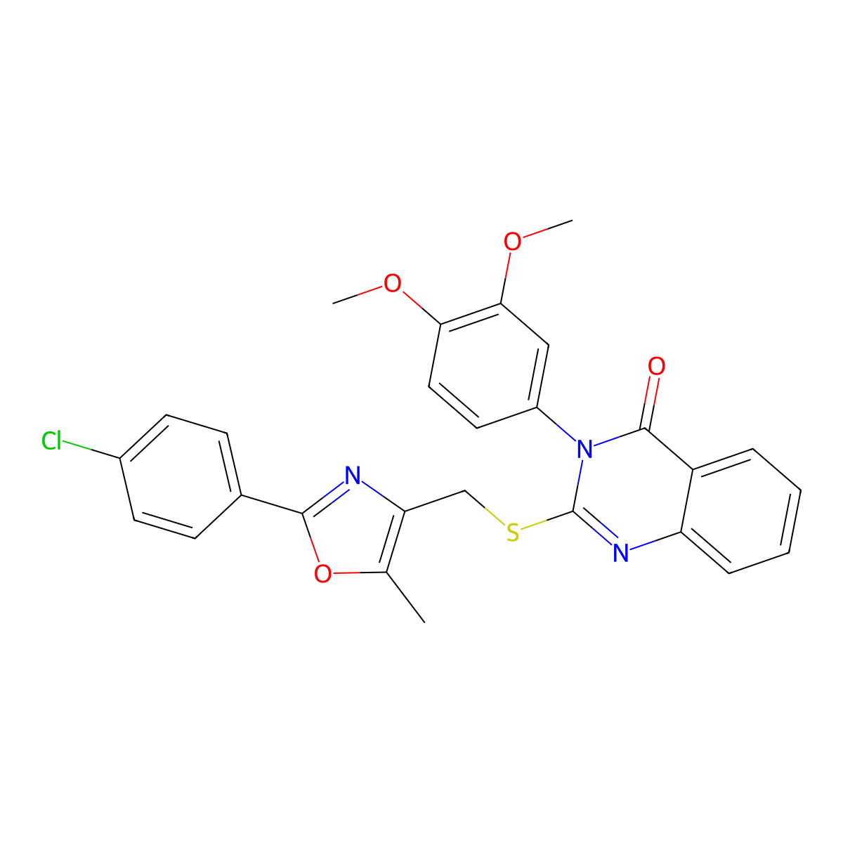 2-(((2-(4-chlorophenyl)-5-methyloxazol-4-yl)methyl)thio)-3-(3,4-dimethoxyphenyl)quinazolin-4(3H)-one molecular structure, CAS 1114648-94-0