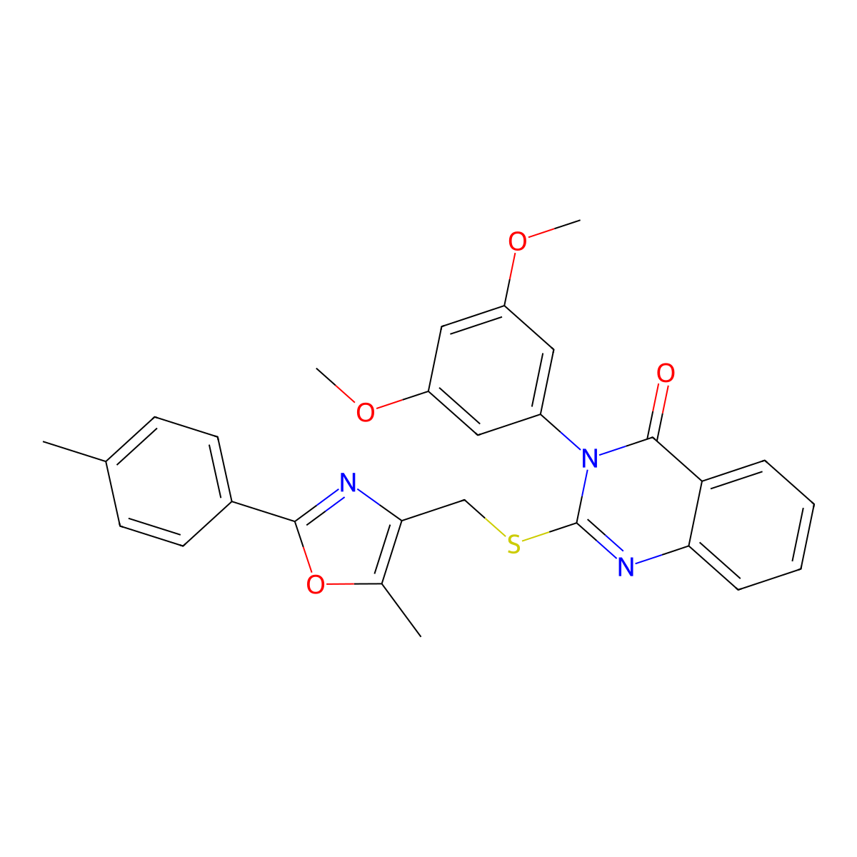 3-(3,5-dimethoxyphenyl)-2-(((5-methyl-2-(p-tolyl)oxazol-4-yl)methyl)thio)quinazolin-4(3H)-one molecular structure, CAS 1114649-10-3