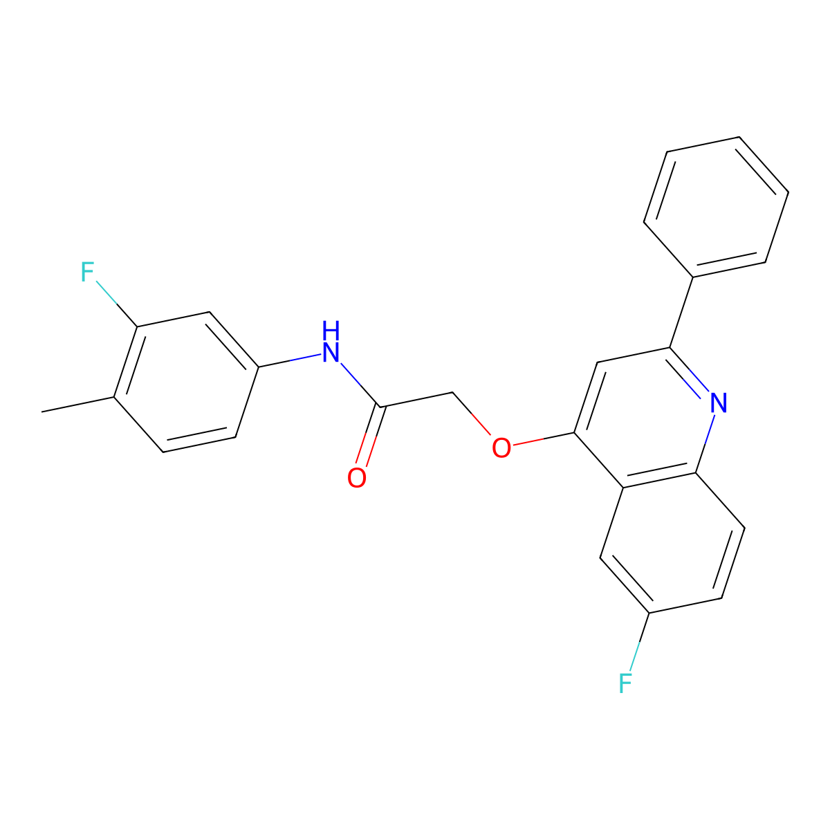2-[(6-fluoro-2-phenylquinolin-4-yl)oxy]-N-(3-fluoro-4-methylphenyl)acetamide molecular structure, CAS 1114649-12-5