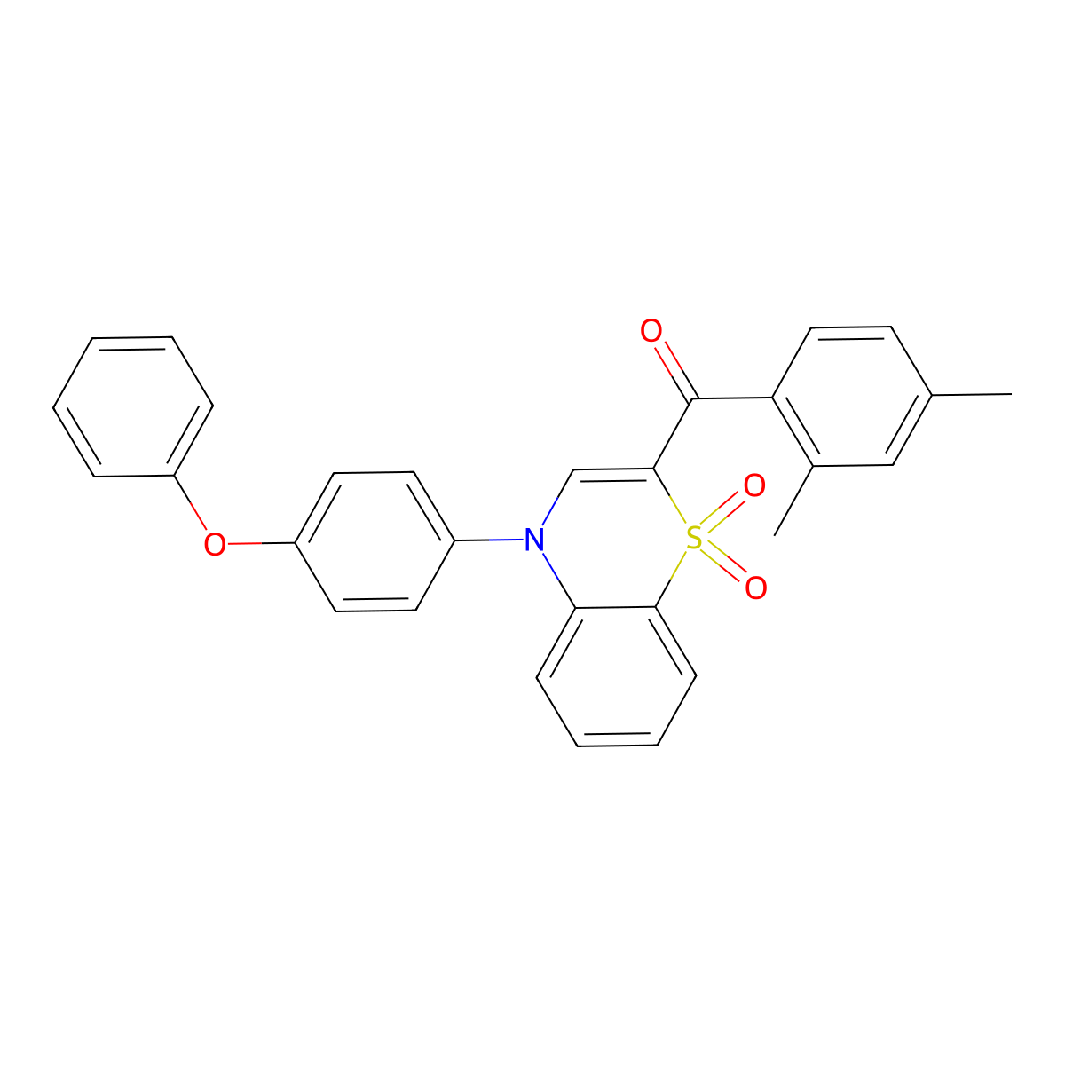 (2,4-dimethylphenyl)[1,1-dioxido-4-(4-phenoxyphenyl)-4H-1,4-benzothiazin-2-yl]methanone molecular structure, CAS 1114649-16-9